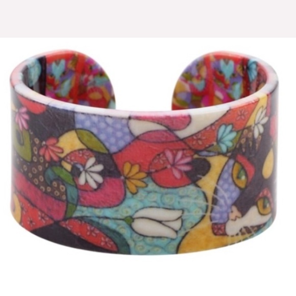 NWT Cat & Tulip Geometric Bracelet Cuff - Picture 1 of 4